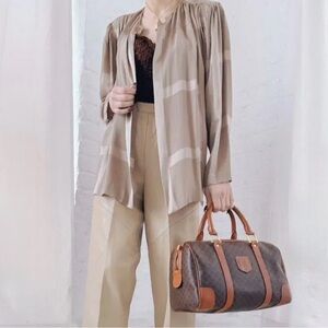 Elegant Vintage Mimmina Silk Taupe Evening Jacket